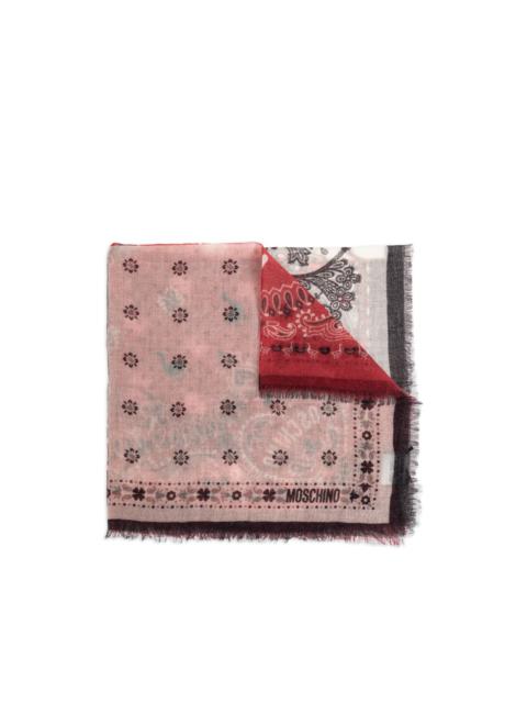 Moschino paisley-print fringed cashmere scarf