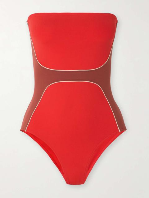 Championne strapless color-block swimsuit