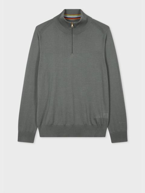 Paul Smith Slate Green Merino Wool Half-Zip Sweater