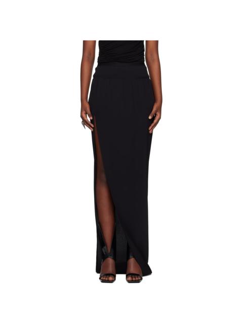 Rick Owens Black Hollywood Cocoon Crepe Slit Maxi Skirt