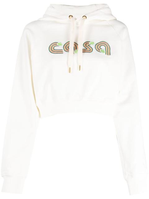 embroidered-logo drawstring hoodie