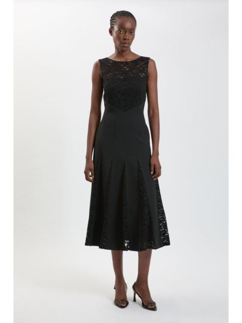 KAREN MILLEN Compact Stretched Lace Detail Midi Dress