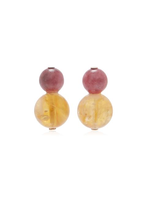 Jennifer Behr Cay Rhodonite And Citrine Earrings yellow
