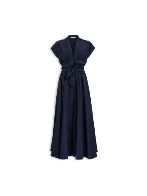 Alaïa LINEN-BLEND BELTED DRESS
