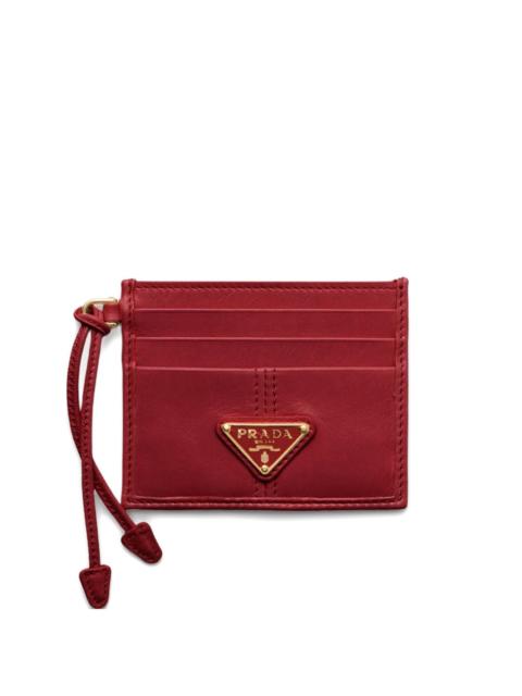 enamelled-logo leather card holder