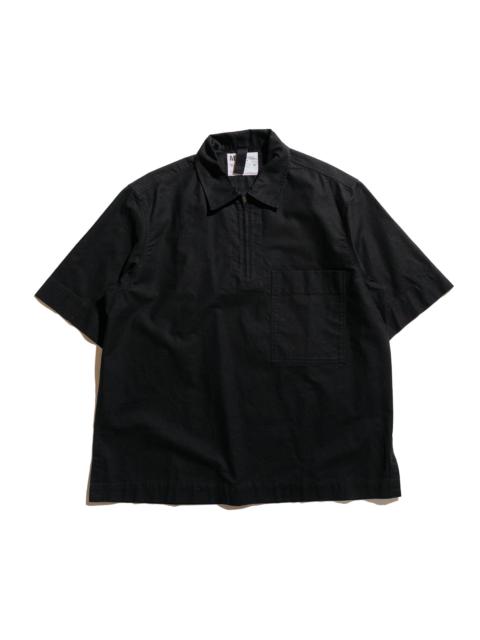 MARGARET HOWELL MHL Half Zip Pull On Shirt Textured Cotton Black
