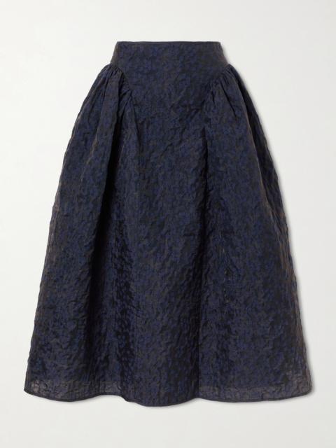 CECILIE BAHNSEN Fabiola Embroidered Cotton-blend Cloqué Midi Skirt