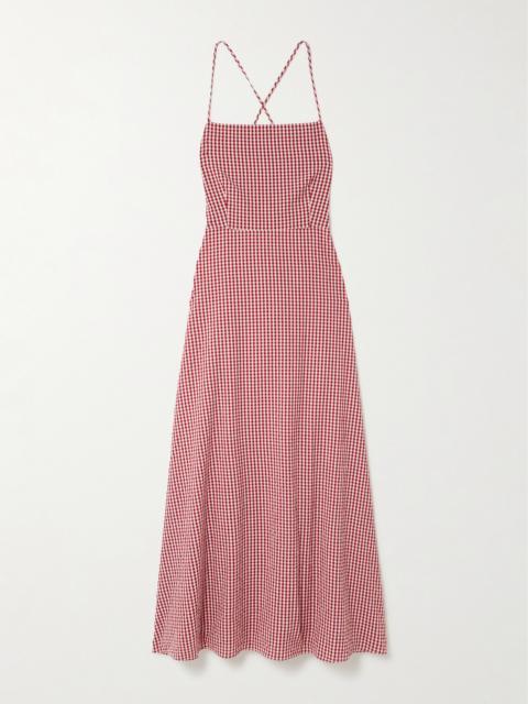 POSSE Lori Open-back Gingham Cotton-seersucker Maxi Dress
