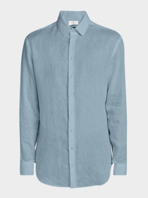 GIORGIO ARMANI Men's Classic Solid Linen Sport Shirt