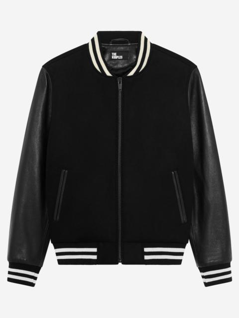 The Kooples BLACK VARSITY WOOL JACKET