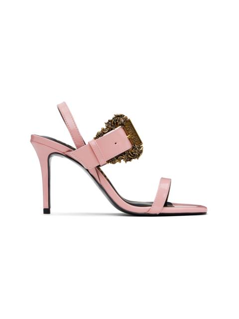 VERSACE JEANS COUTURE Pink Baroque Buckle Patent Emily Heeled Sandals