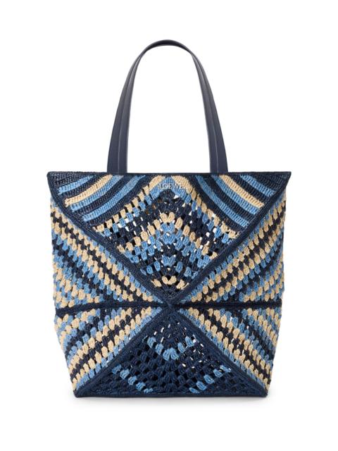 Loewe Men's x Paula's Ibiza Puzzle Fold Extra-Large Crochet Tote Bag - Navy Sky Blue