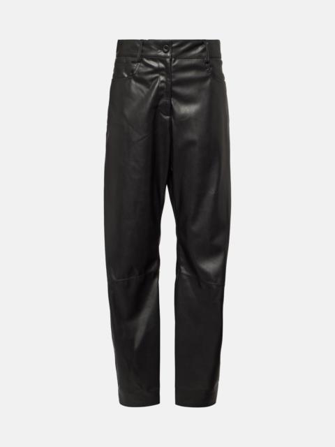High-rise faux leather straight pants