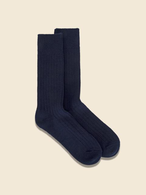 ROTOTO® Cotton Wool Rib Sock - Navy
