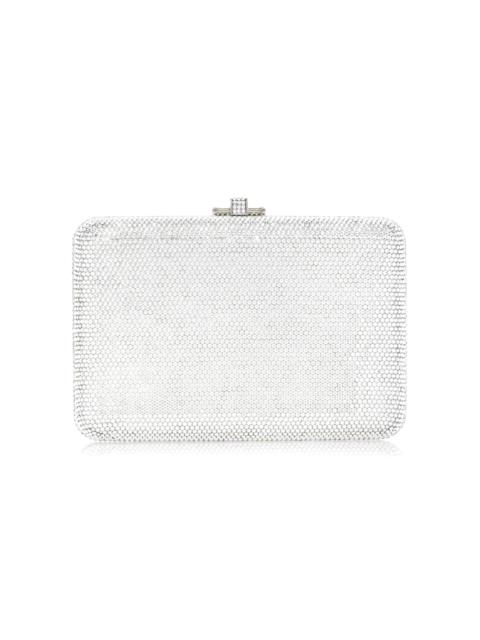JUDITH LEIBER Slim Slide Crystal Clutch silver