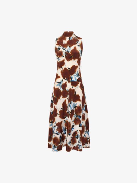 M.M.LaFleur Martina Mockneck Dress - Printed Washable Silk