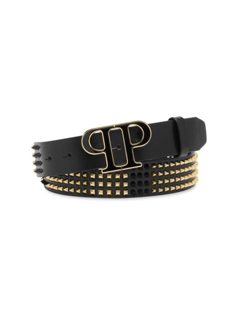 stud-embelllished leather belt