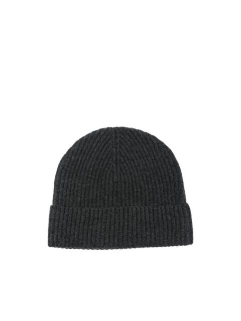 Sunspel cashmere ribbed beanie hat