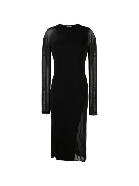 semi-sheer panelled midi dress