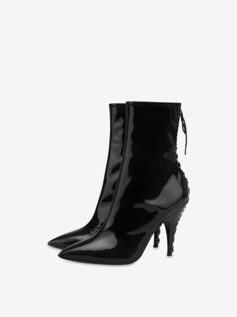 Moschino PATENT LEATHER ANKLE BOOTS WITH LACING