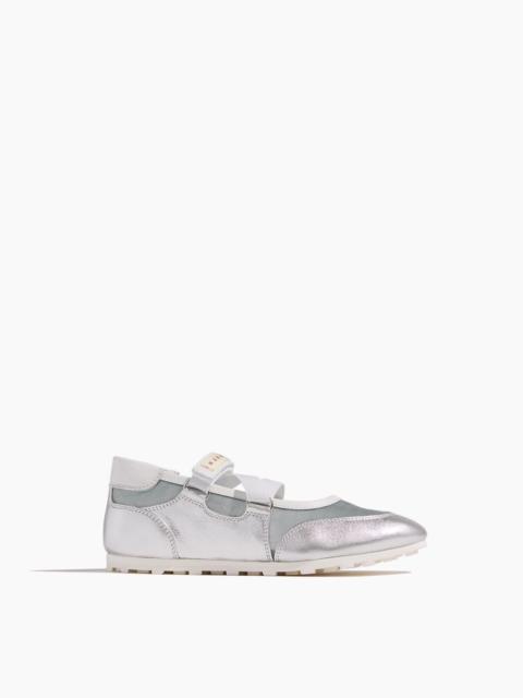 Marni Retro Soccer Ballerina Sneakers in Light Blue/Silver