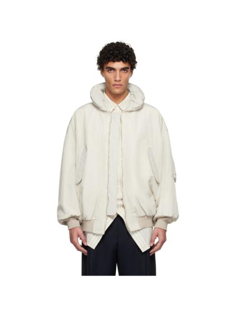 HED MAYNER Off-White Crinkled Bomber Jacket