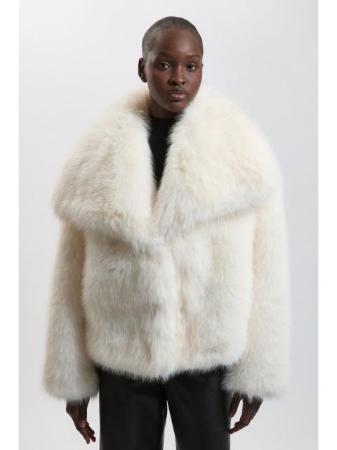KAREN MILLEN Textured Faux Fur Short Coat