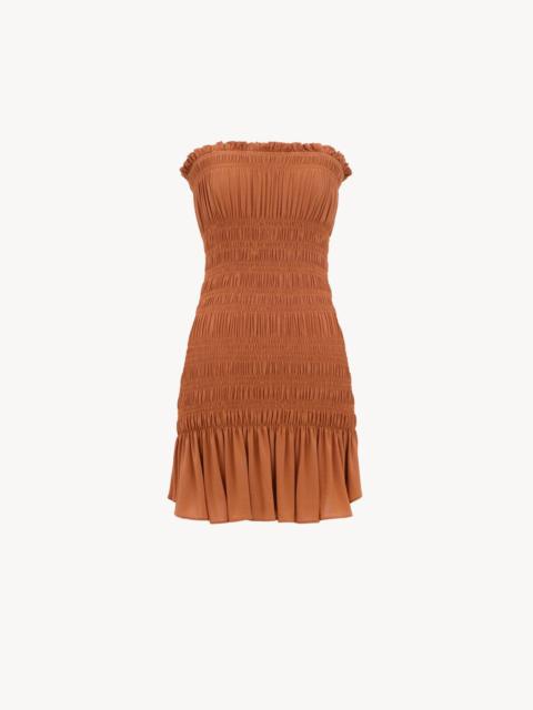 SAINT LAURENT SMOCKED DRESS IN STRETCH JERSEY