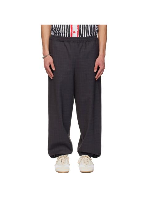 Moschino Gray & Navy Logo Tape Trousers