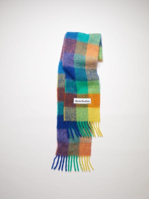 Large check scarf - Blue/orange/green
