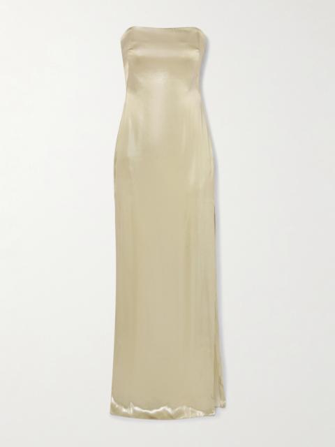GALVAN Galvanized Strapless Metallic Satin Gown