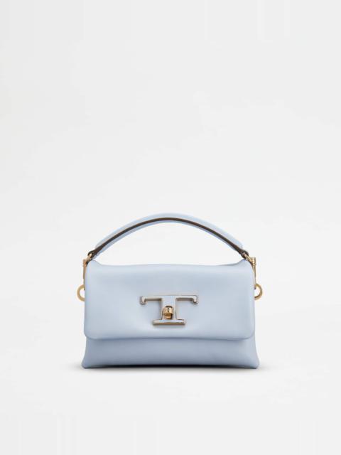 Tod's T TIMELESS FLAP BAG IN LEATHER MICRO - LIGHT BLUE