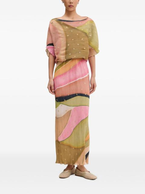 Never Fully Dressed plissé metallic-flecked midi dress