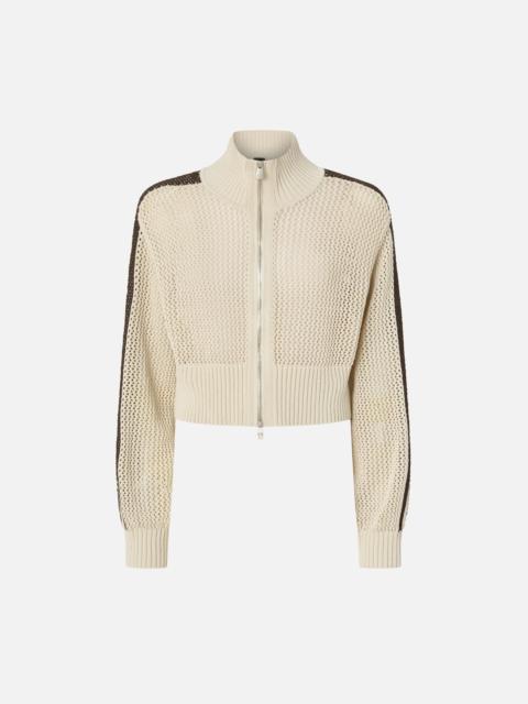 PINKO CROPPED SWEATSHIRT WITH BANDS AND OPENWORK