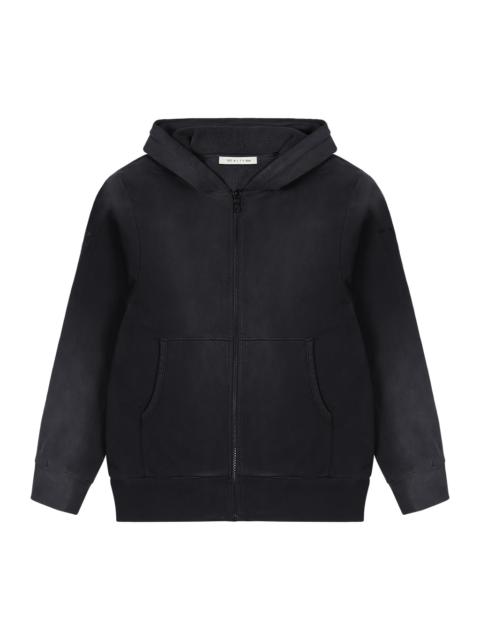 BLACK GARMENT DYE REVERSIBLE ZIP-UP HOODIE