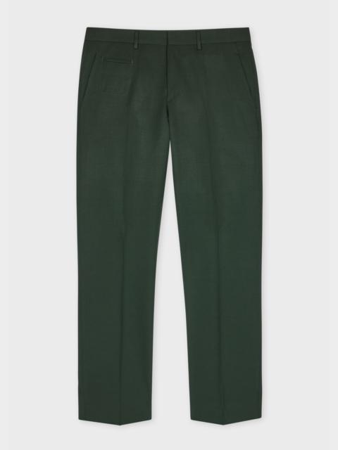 Slim Straight-Fit Forest Green Wool Gabardine Trousers