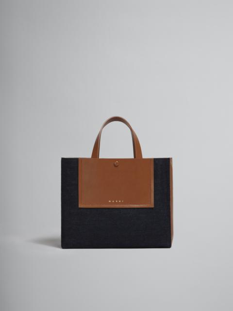 Marni MUSEO SOFT SMALL BAG IN DENIM AND LEATHER