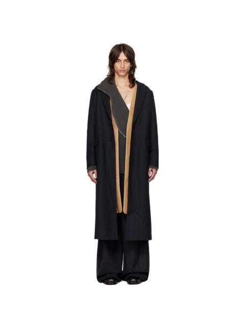Black Wool Layered Coat