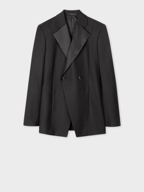 Black Satin Double-Breasted Blazer