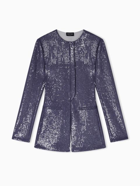 GIORGIO ARMANI JERSEY SINGLE-BREASTED JACKET WITH SEQUINS