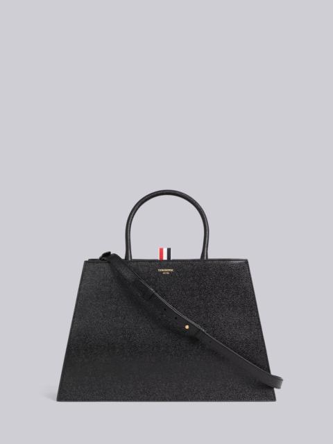 logo print grained leather tote