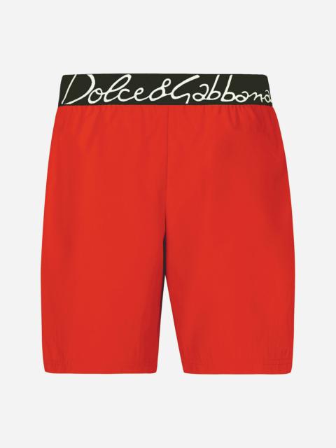 Mid-length swim trunks with Dolce&Gabbana logo