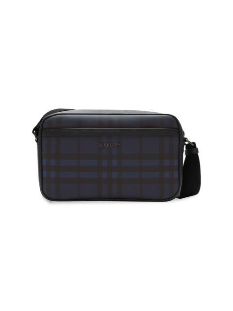 Burberry Men's Check Coated Canvas Flat Crossbody Bag - Navy