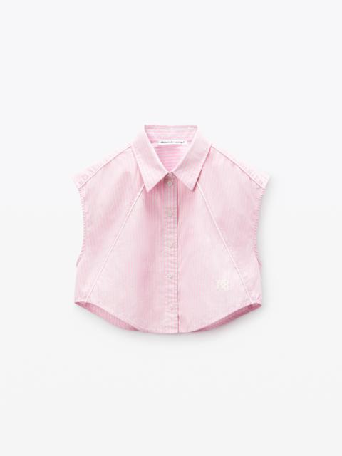 Alexander Wang Cropped Sleeveless Button-Up Shirt in Cotton