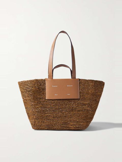 Morris large leather-trimmed raffia tote