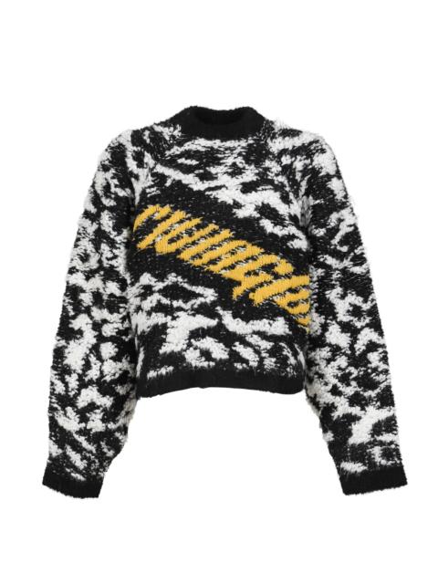RRR123 GIANT LEOPARD PULL OVER / BLK / WHT