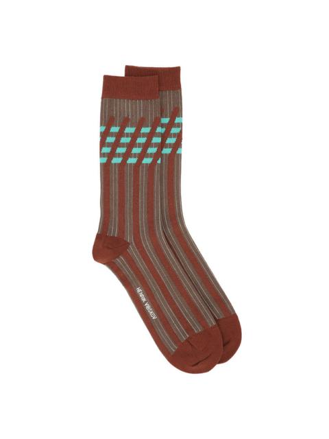HENRIK VIBSKOV STRIPES SOCKS HOMME - STRIPES BORDEAUX