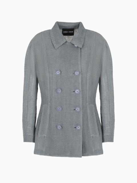 GIORGIO ARMANI Double-breasted linen-blend jacket