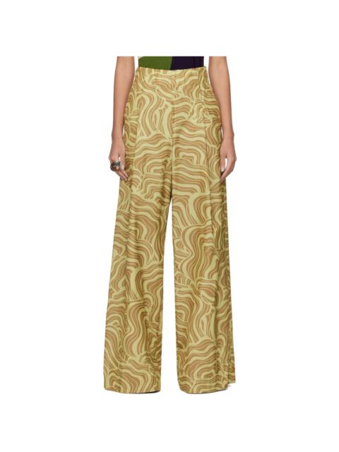 Dries Van Noten Yellow Printed Trousers