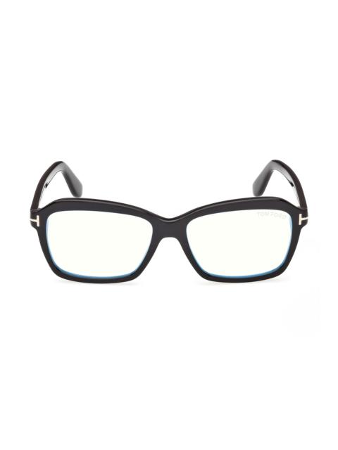 TOM FORD Women's 54MM Blue Block Rectangular Sunglasses - Black